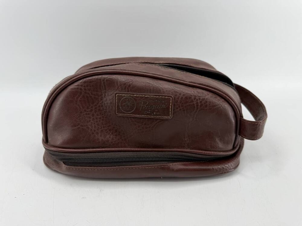 Original Penguin by Munsingwear Brown Faux Leather Toiletry Shaving Travel Bag
